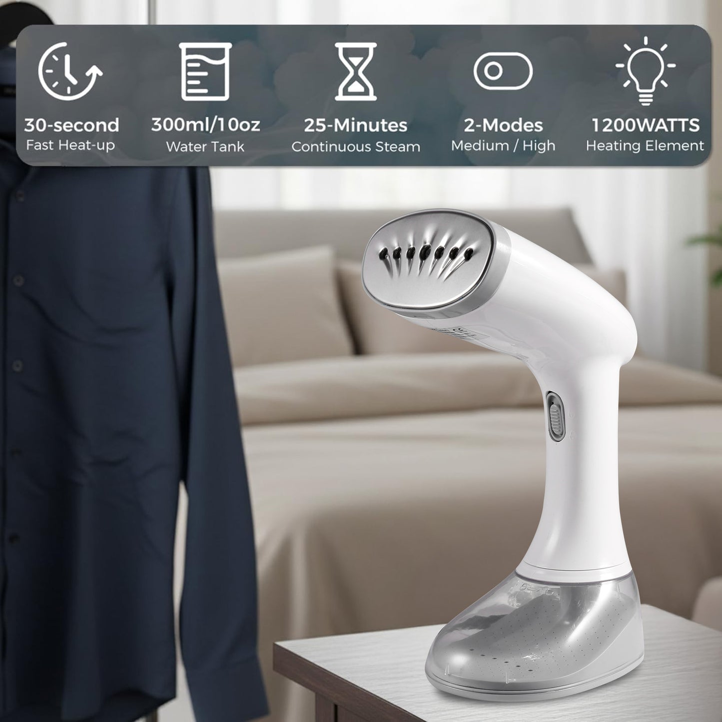 Ghanal Handheld Clothes Steamer – Fast Heat & Powerful Steam