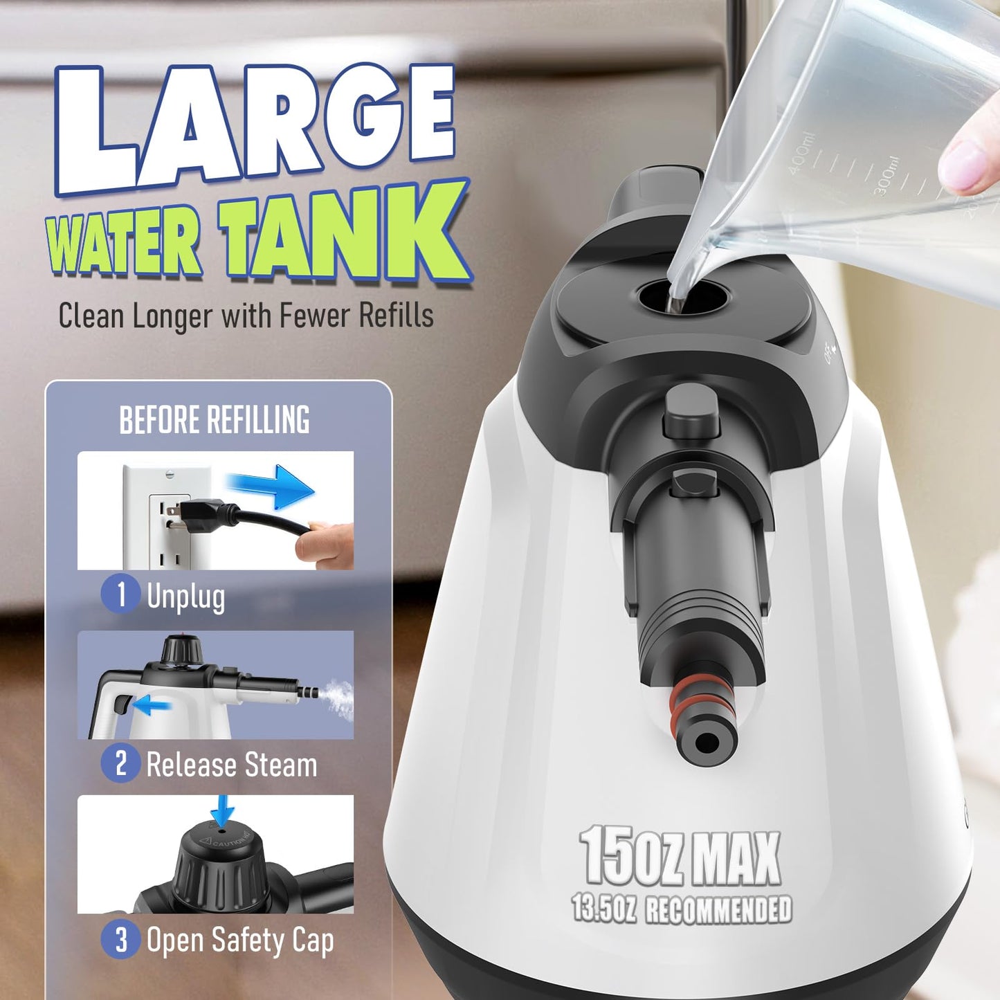 Handheld Steam Cleaner, Steamer for Cleaning with 13 Accessories 1200W Portable Steam Cleaner for Home, Multi-Surface Deep Cleaning for Bathrooms, Kitchens, Windows, Tile, Grout and Car