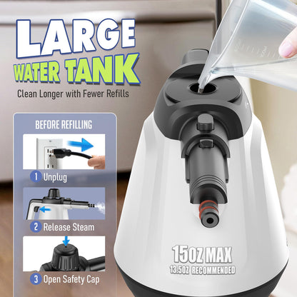 Handheld Steam Cleaner, Steamer for Cleaning with 13 Accessories 1200W Portable Steam Cleaner for Home, Multi-Surface Deep Cleaning for Bathrooms, Kitchens, Windows, Tile, Grout and Car