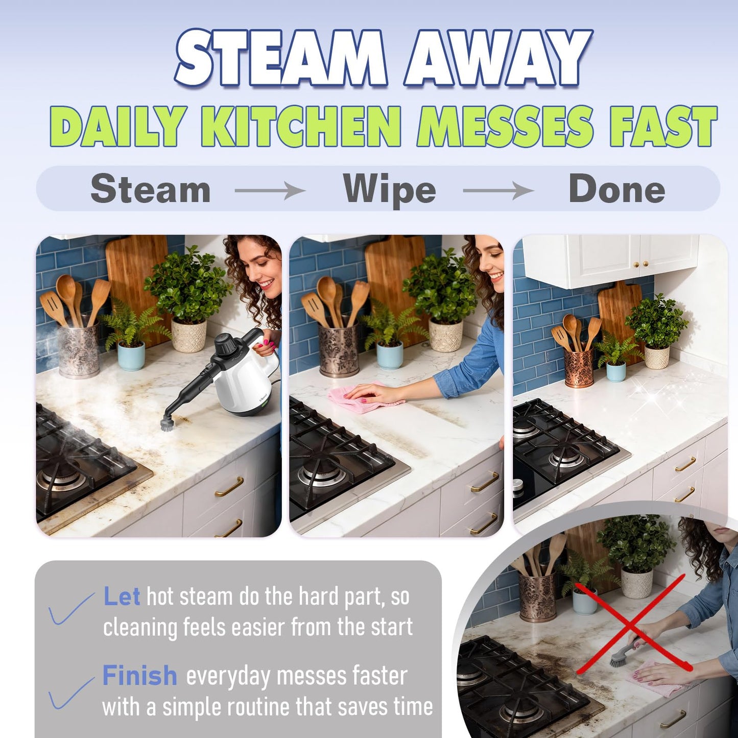 Handheld Steam Cleaner, Steamer for Cleaning with 13 Accessories 1200W Portable Steam Cleaner for Home, Multi-Surface Deep Cleaning for Bathrooms, Kitchens, Windows, Tile, Grout and Car