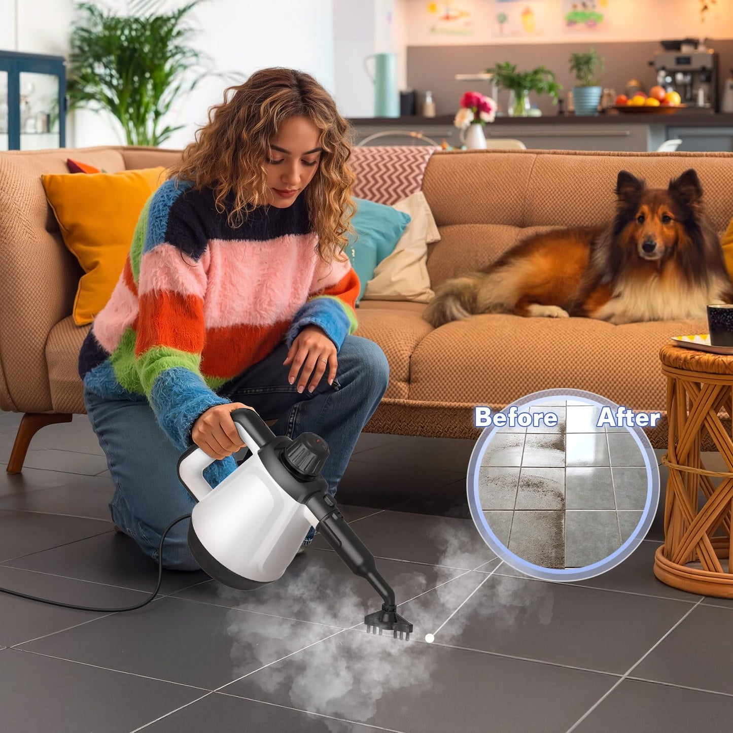 Handheld Steam Cleaner, Steamer for Cleaning with 13 Accessories 1200W Portable Steam Cleaner for Home, Multi-Surface Deep Cleaning for Bathrooms, Kitchens, Windows, Tile, Grout and Car